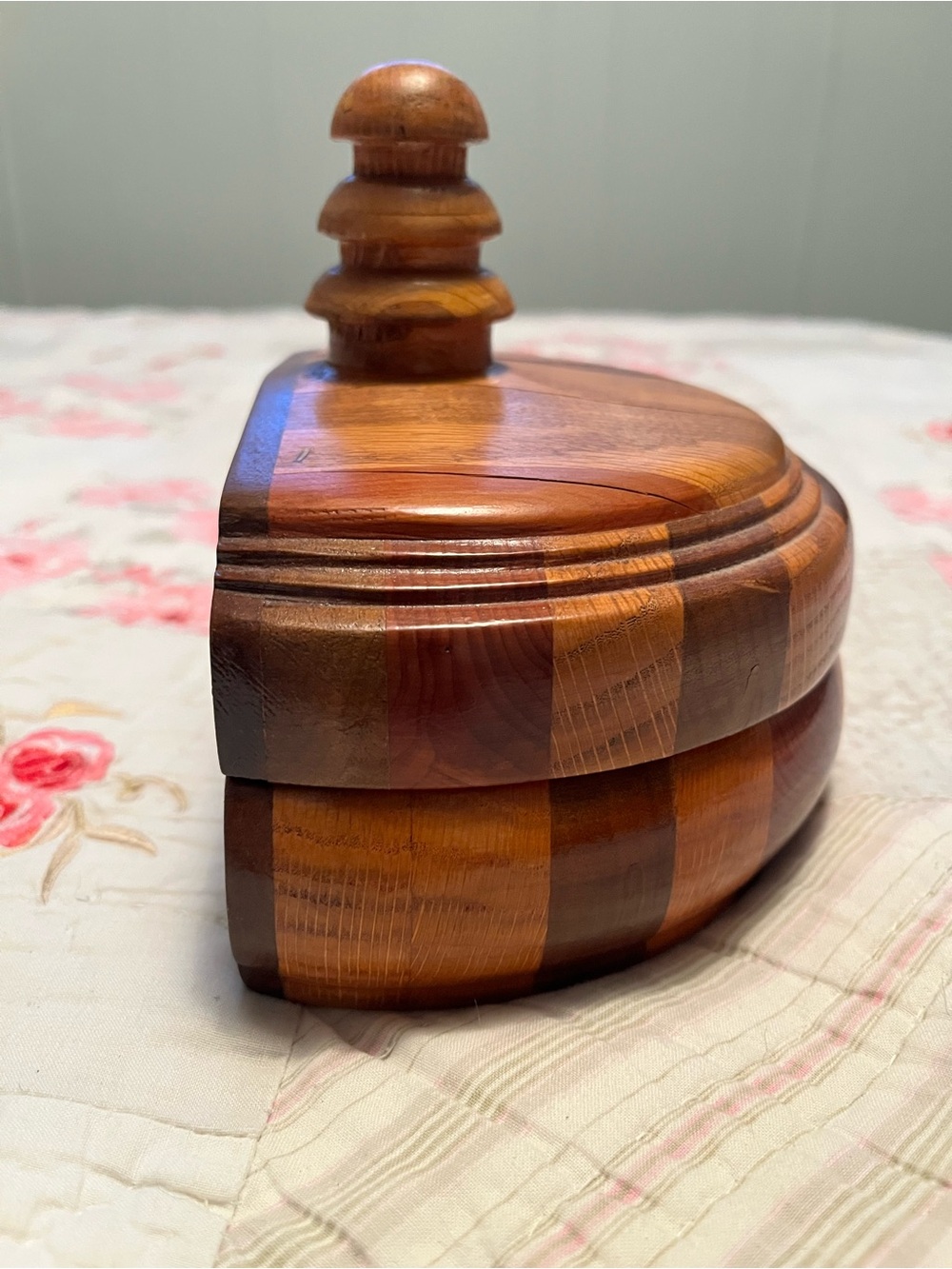 Handcrafted Wooden Half-Moon Trinket Box Hand Turned Half Circle Design - Picture 5 of 16